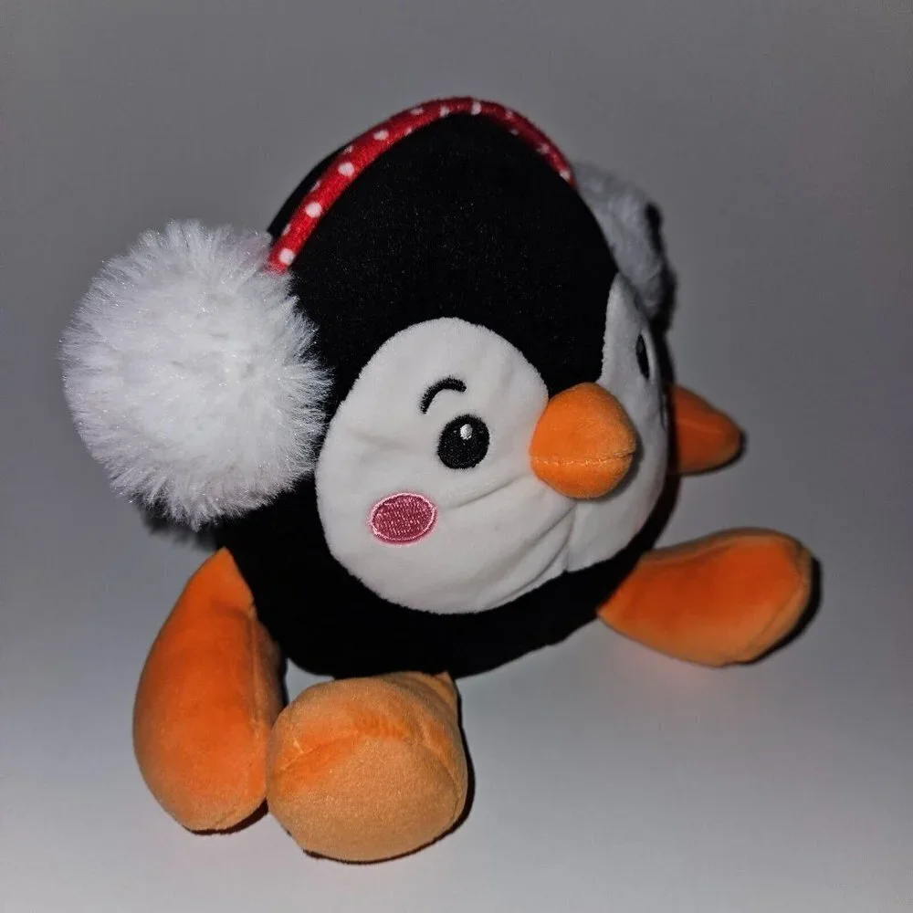 Black Penguin Plush Red White Earmuffs Stuffed Animal Toy Lovey Holiday Walmart